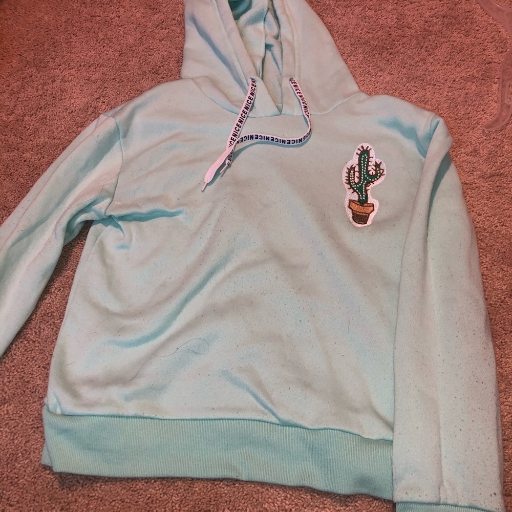 Mint green cactus hoodie